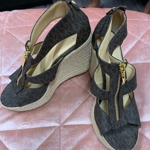Michael Kors leather wedge sandals